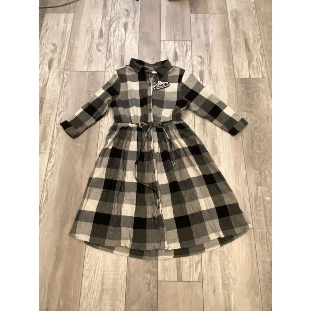 Angie black and white checked plaid knee length dress size S